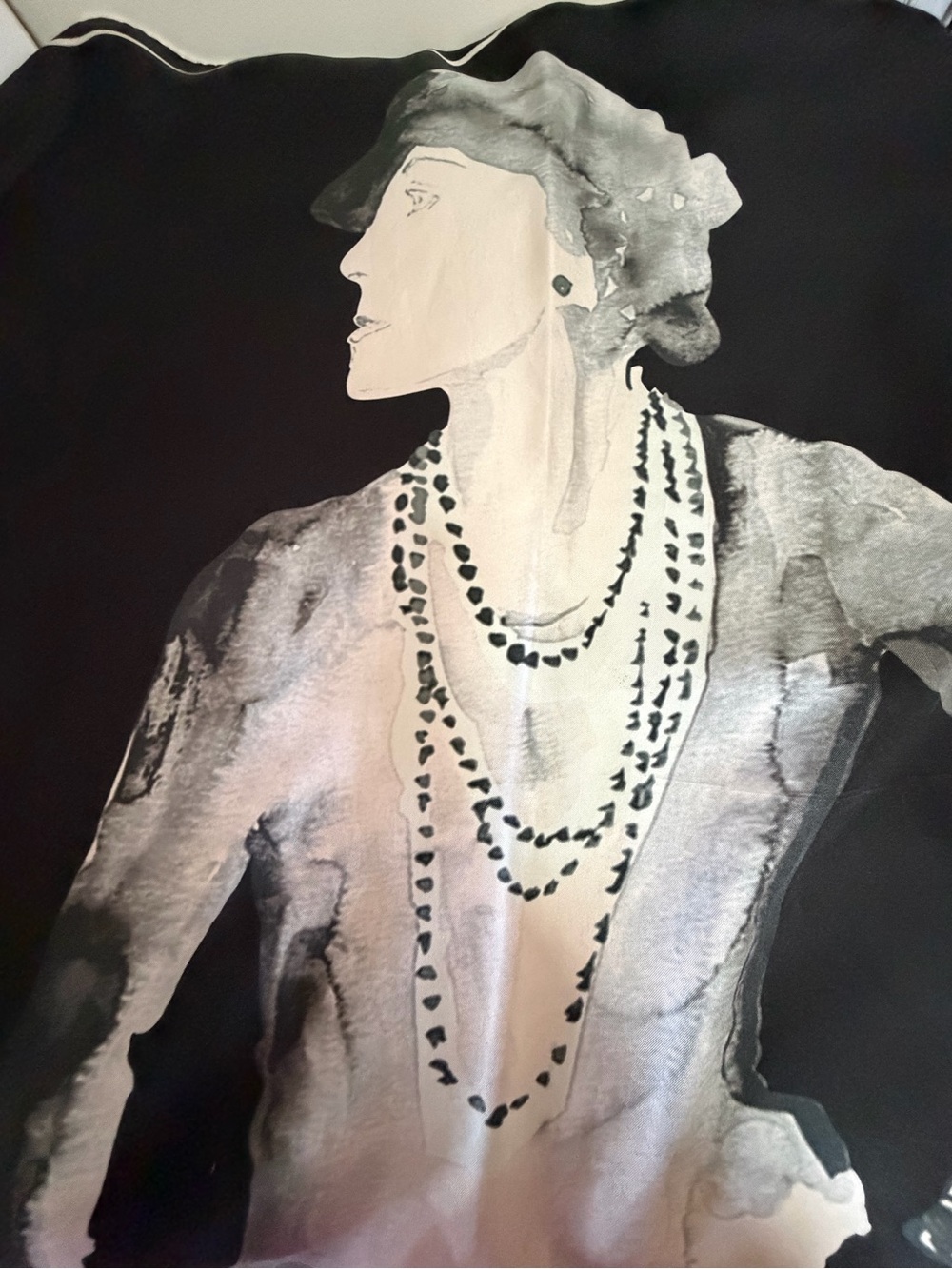 Chanel Mademoiselle Coco print Portrait Silk Scarf. - Picture 15 of 16